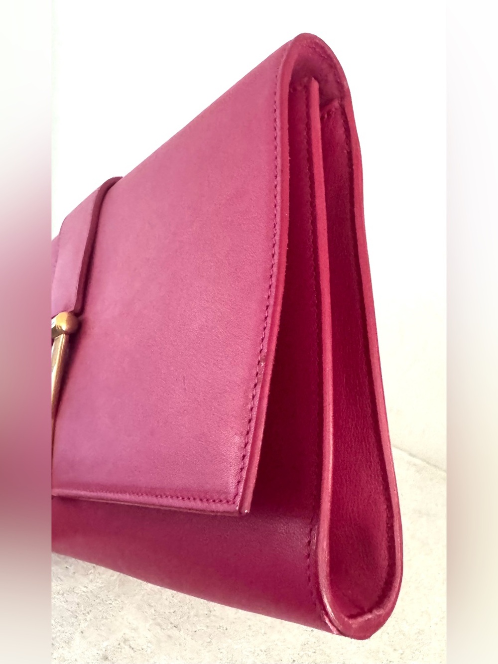SAINT LAURENT Paris ChYc Y Ligne Fuchsia Pink Leather Clutch Authenticated COA - Picture 5 of 10